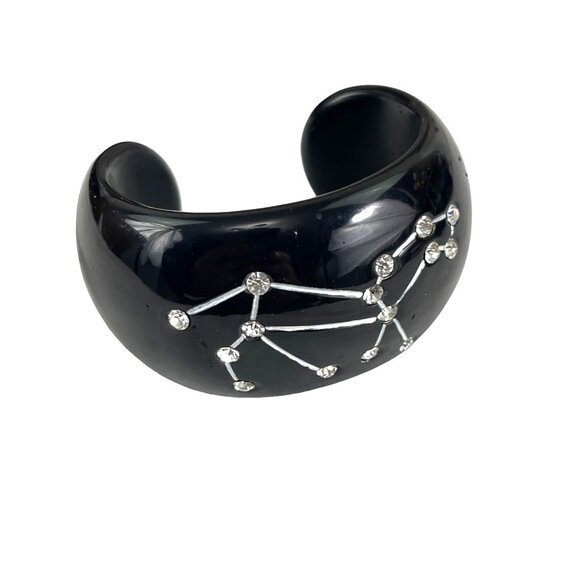 Black Jessica Kagan Cushman Leo Zodiac Cuff Bracelet With Silver Leo Symbols & R - Picture 2 of 8